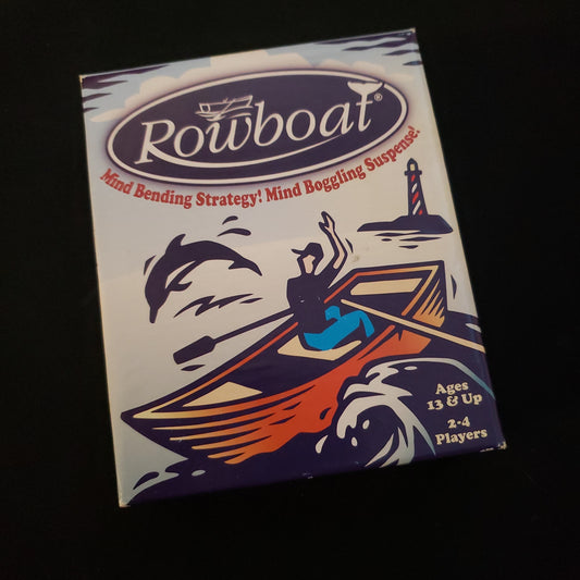 Image shows the front cover of the box of the Rowboat coard game