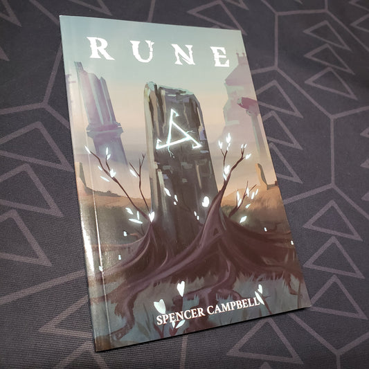 Image shows the front cover of the RUNE solo roleplaying game book