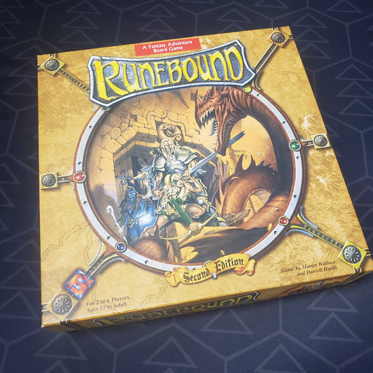 Image shows the front cover of the box of the Runebound (Second Edition) board game