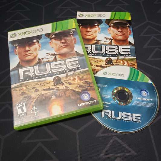 Image shows the case, manual and disc for the video game R.U.S.E.: The Art of Deception for Xbox 360