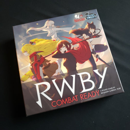Image shows the front cover of the box of the RWBY: Combat Ready board game