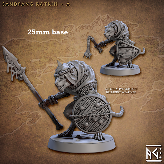 Image shows 3D renders for two different sculpt options of a ratfolk soldier gaming miniature