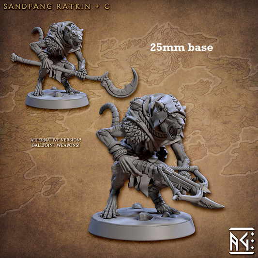 Image shows 3D renders for two different sculpt options of a ratfolk soldier gaming miniature