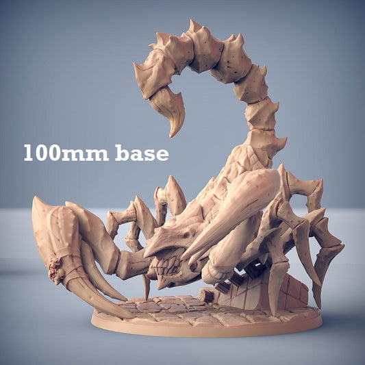 Image shows a 3D render of a giant scorpion gaming miniature.