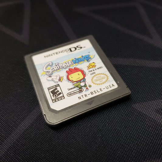 Image shows the front of the cartridge for the video game Scribblenauts for Nintendo DS