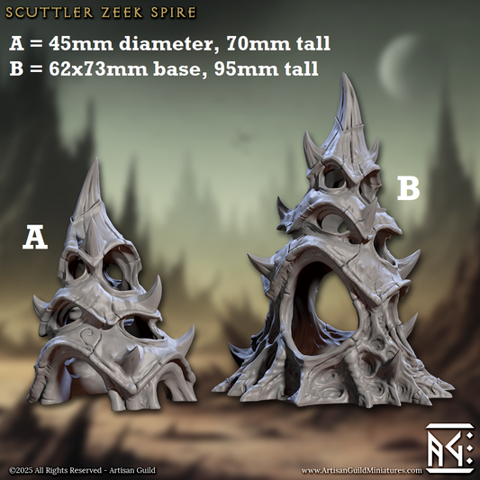 Image shows 3D renders of two sculpt options for a insect hive gaming miniature terrain.