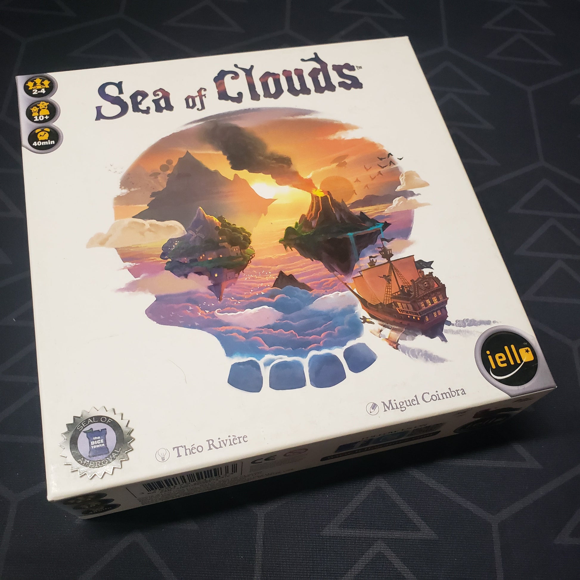 Image shows the front cover of the box for the Sea of Clouds board game