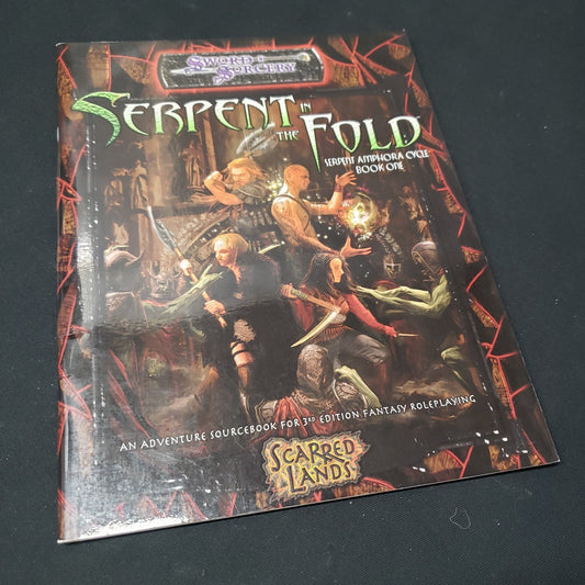 Image shows the front cover of the Serpent in the Fold roleplaying game book