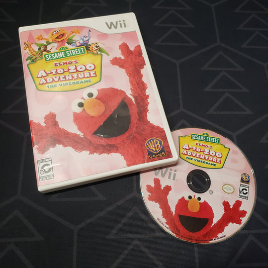 Image shows the case and disc for the video game Sesame Street: Elmo's A-To-Zoo Adventure for Nintendo Wii