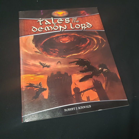 Image shows the front cover of the Tales of the Demon Lord book for the roleplaying game Shadow of the Demon Lord