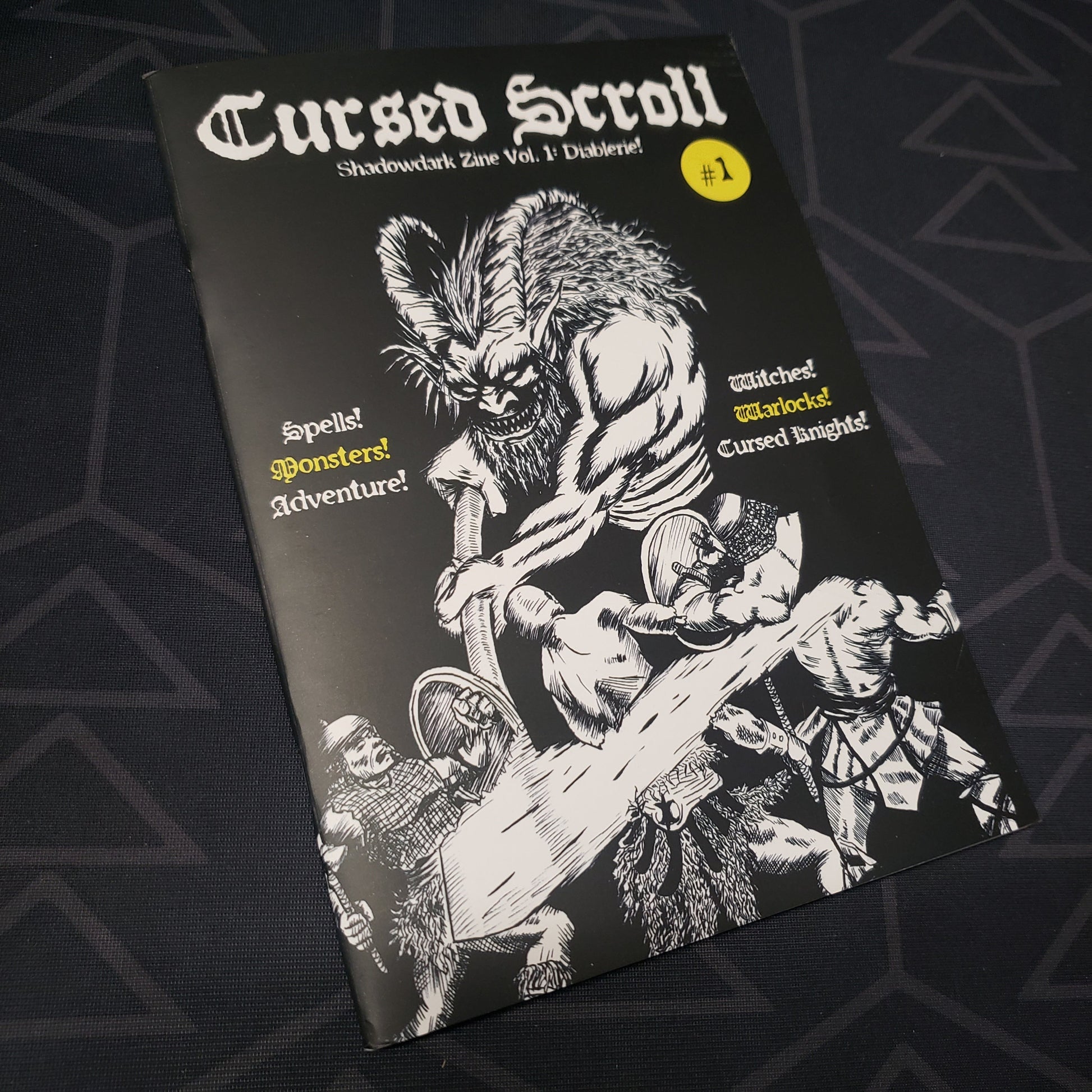 Image shows the front cover of the Cursed Scroll 01: Diablerie book for the roleplaying game Shadowdark