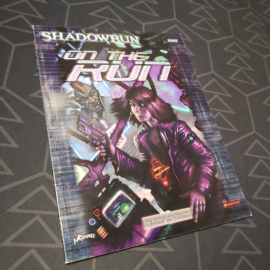 Image shows the front cover of the On the Run book for the roleplaying game Shadowrun 4E