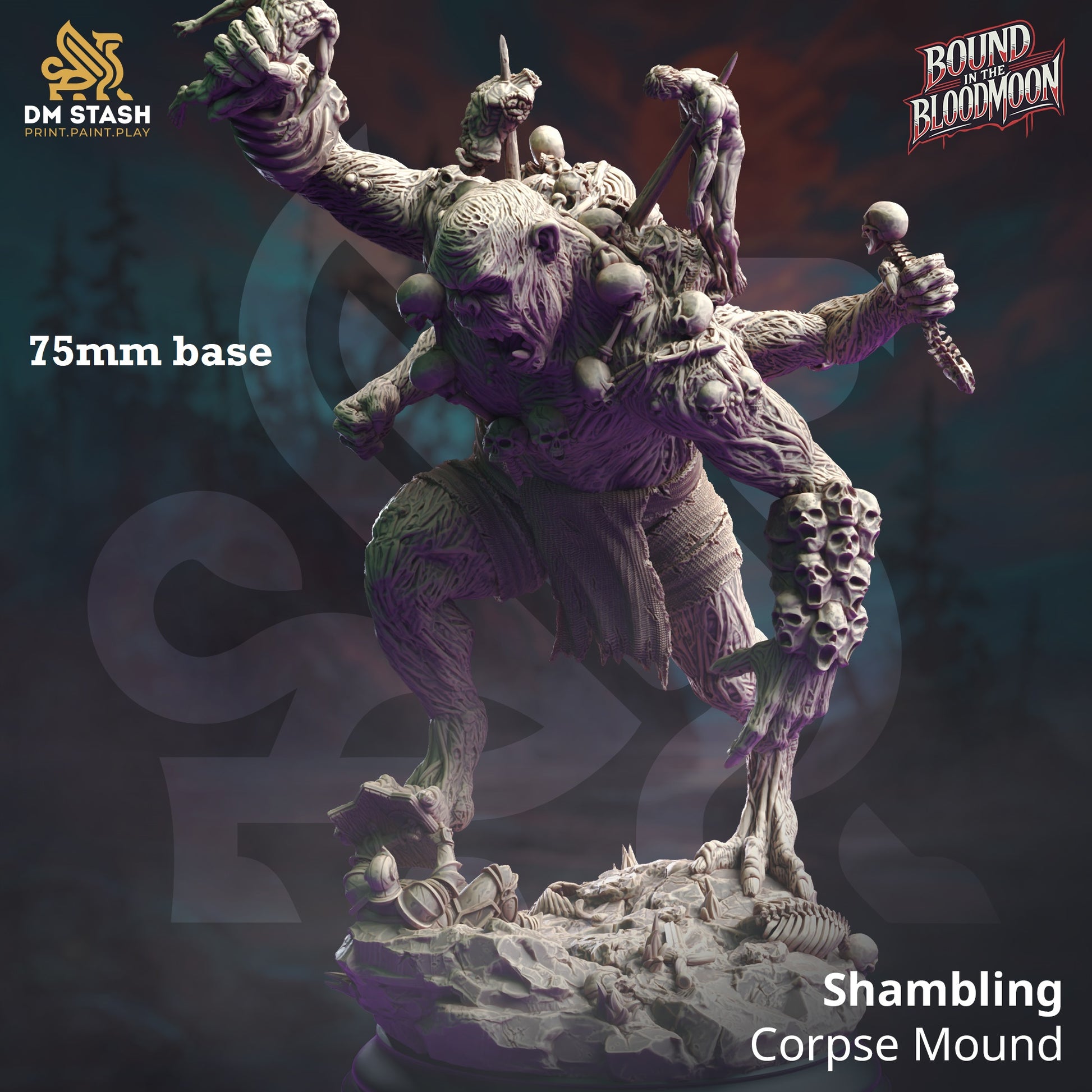 Image shows a 3D render of a corpse abomination gaming miniature