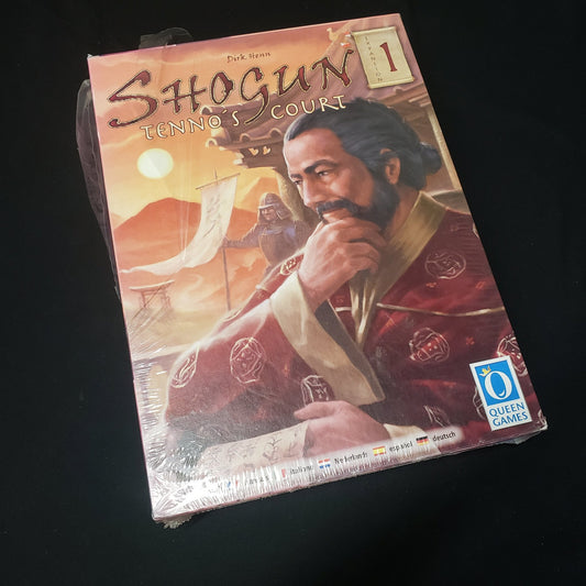 Image shows the front cover of the box of the Tenno's Court Expansion for the board game Shogun
