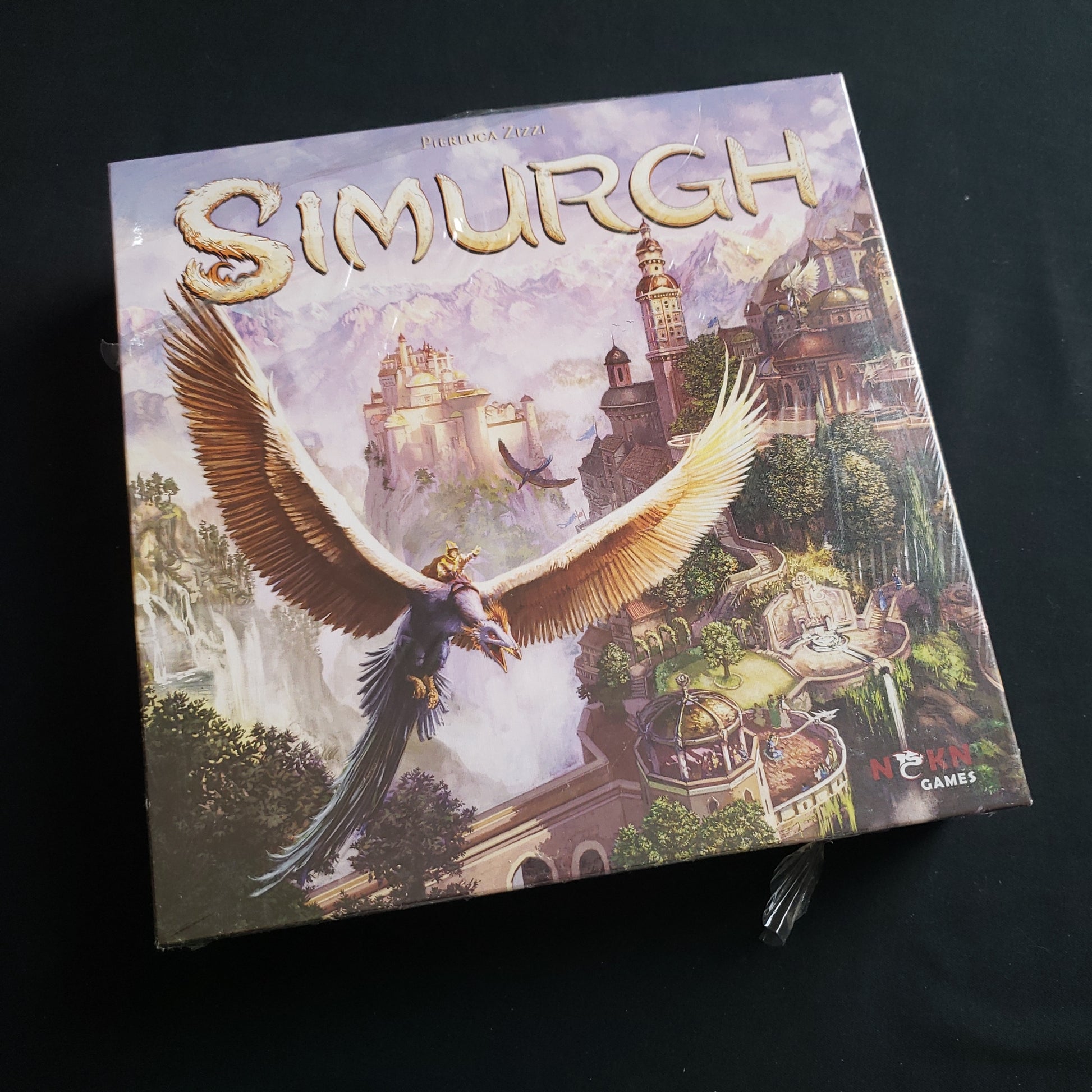 Image shows the front cover of the box of the Simurgh board game