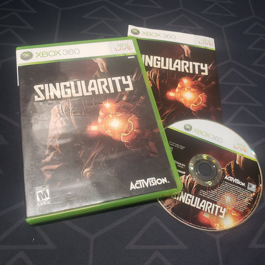 Image shows the case, manual and disc for the video game Singularity for Xbox 360