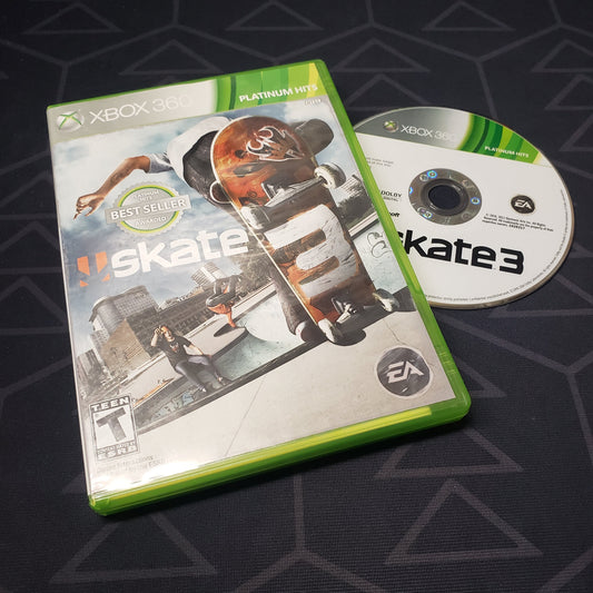Image shows the case and disc for the video game Skate 3 for Xbox 360