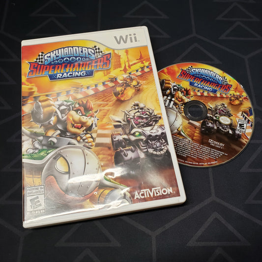 Image shows the case and disc for the video game Skylanders SuperChargers Racing for Nintendo Wii