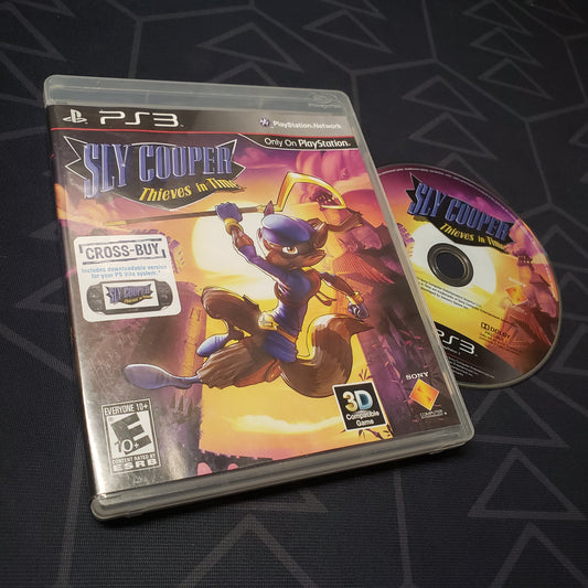 Image shows the case and disc for the video game Sly Cooper: Thieves in Time for Playstation 3