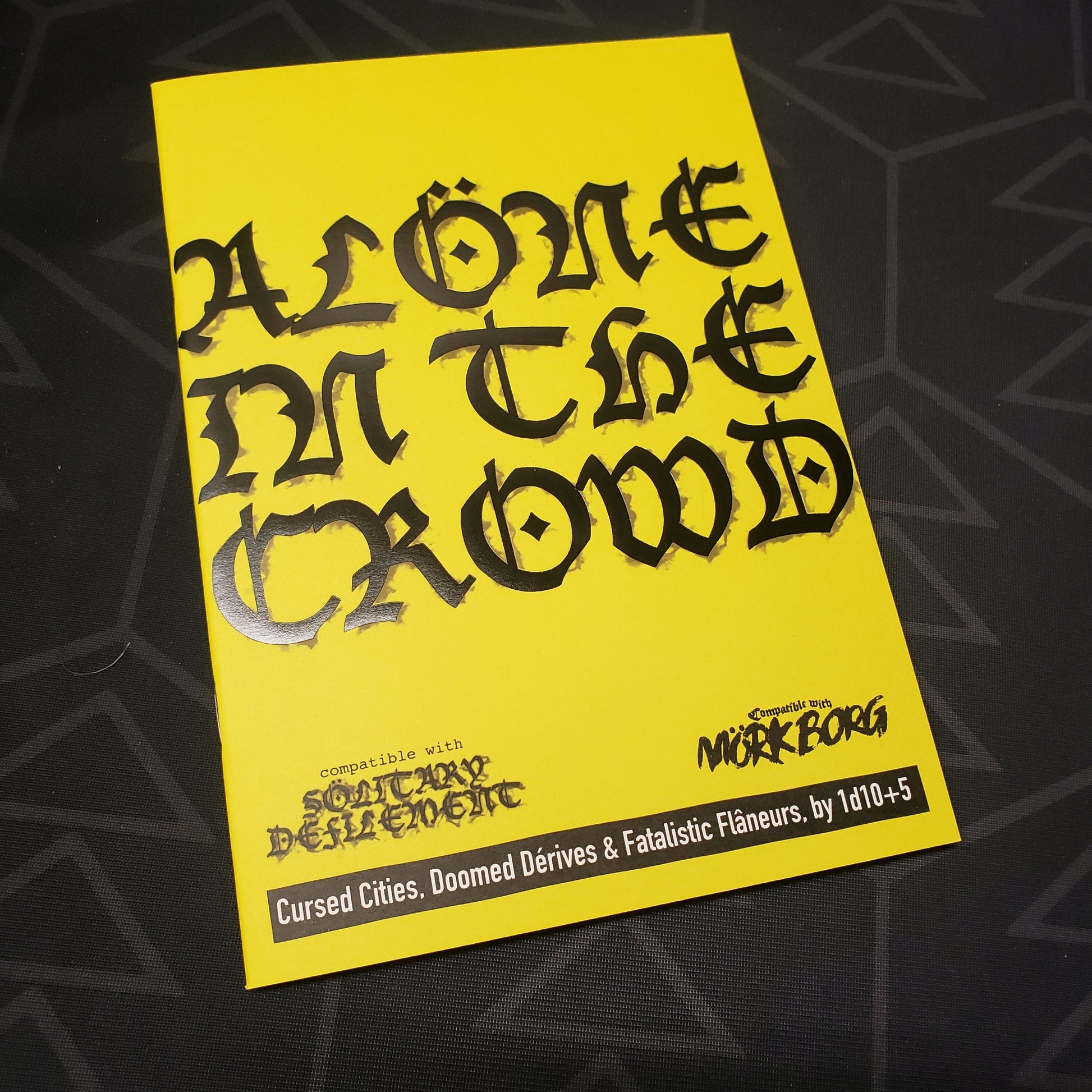 Image shows the front cover of the Alone in the Crowd zone for the roleplaying game Solitary Defilement