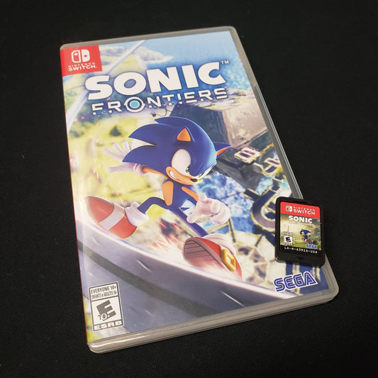 Image shows the case & cartridge for the video game Sonic Frontiers for Nintendo Switch