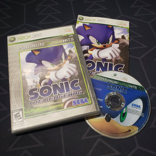Image shows the case, manual and disc for the video game Sonic the Hedgehog for Xbox 360