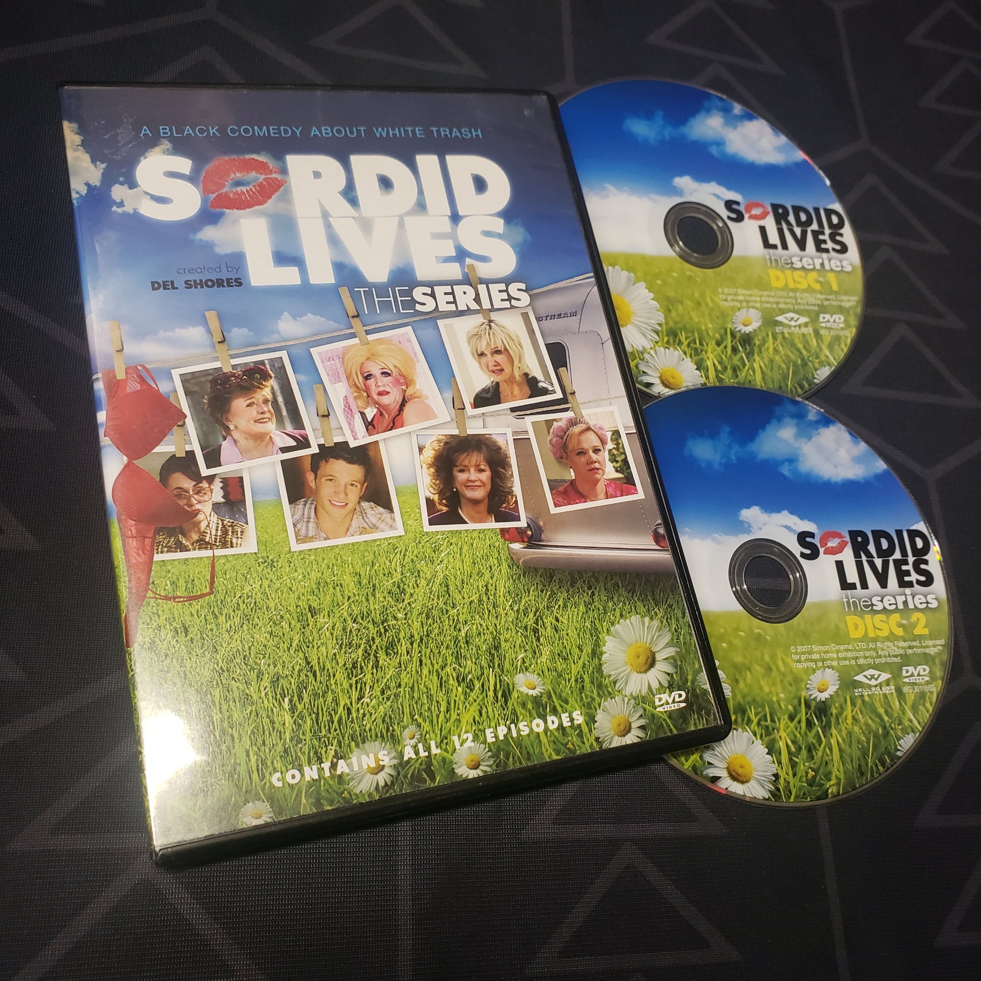 Image shows the case & two discs for the complete series set of Sordid Lives on DVD