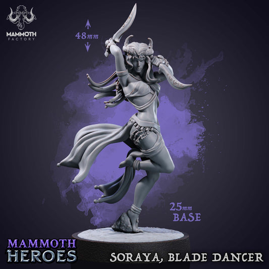 Image shows a 3D render of a tiefling assassin gaming miniature.