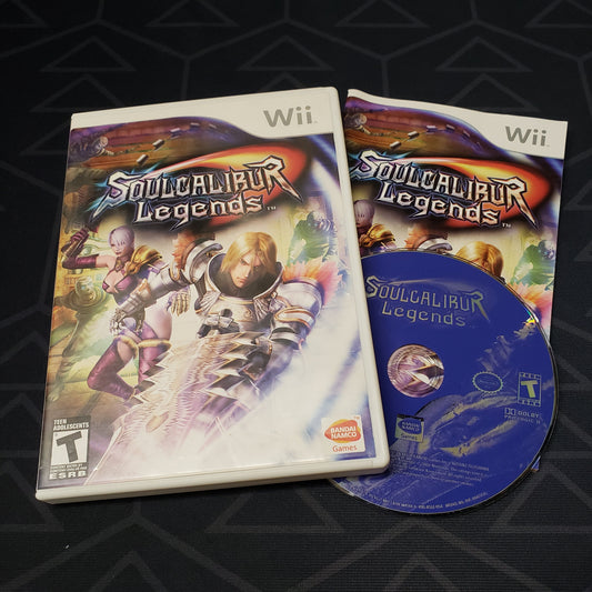 Image shows the case, manual & disc for the video game Soulcalibur Legends for Nintendo Wii