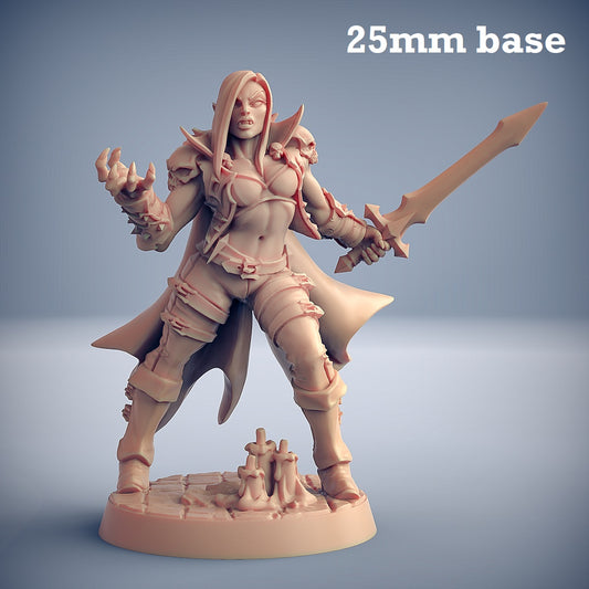 Image shows 3D render of a vampire warrior gaming miniature