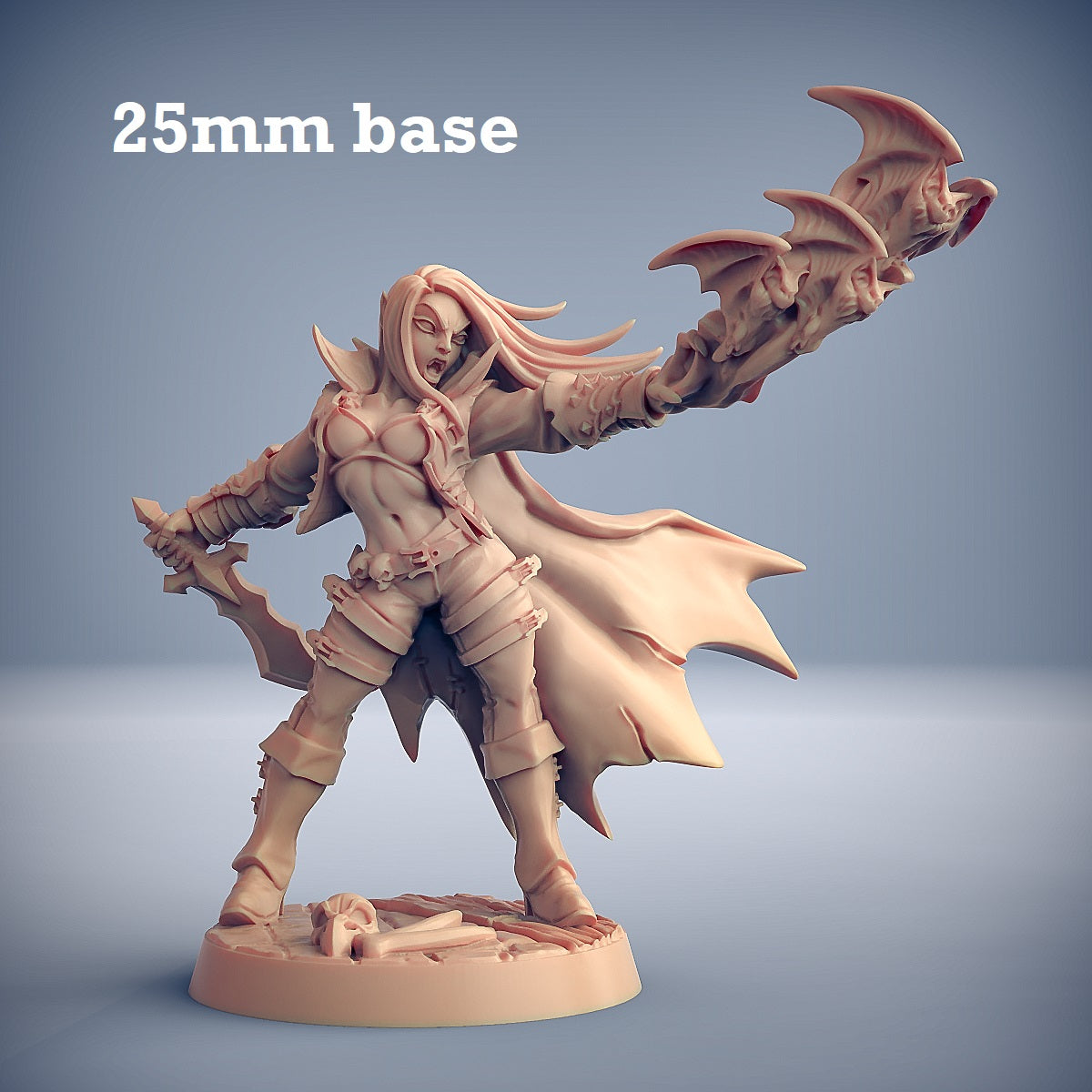 Image shows a 3D render of a vampire warrior gaming miniature