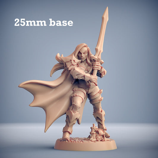 Image shows a 3D render of a vampire warrior gaming miniature