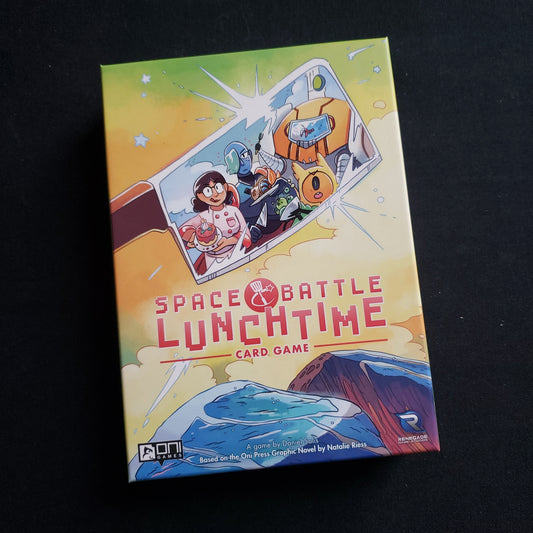 Image shows the front cover of the box of the Space Battle Lunchtime card game