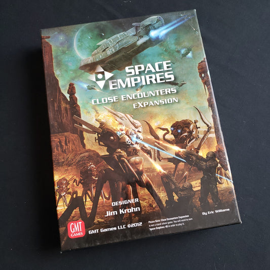 Image shows the front cover of the box of the Close Encounters expansion for the board game Space Empires