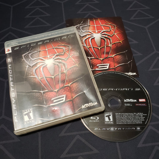 Image shows the case, manual and disc for the video game Spider-Man 3 for Playstation 3