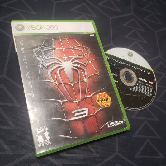 Image shows the case and disc for the video game Spider-Man 3 for Xbox 360