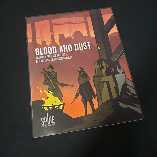 Image shows the front cover of the Blood & Dust book for the roleplaying game Spire: The City Must Fall