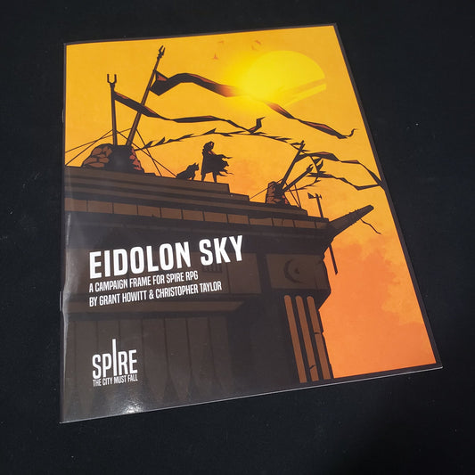 Image shows the front cover of the Eidolon Sky book for the roleplaying game Spire: The City Must Fall