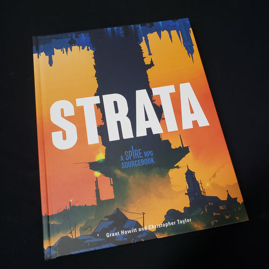 Image shows the front cover of the Strata sourcebook for the Spire: The City Must Fall roleplaying game