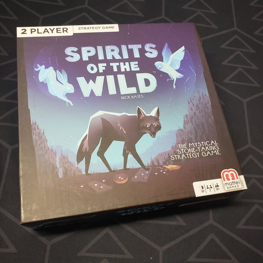 Image shows the front cover of the box for the Spirits of the Wild board game