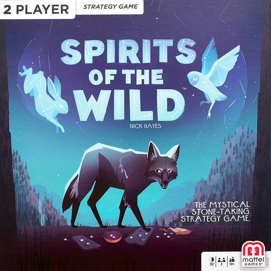 Image shows the front cover of the box for the Spirits of the Wild board game