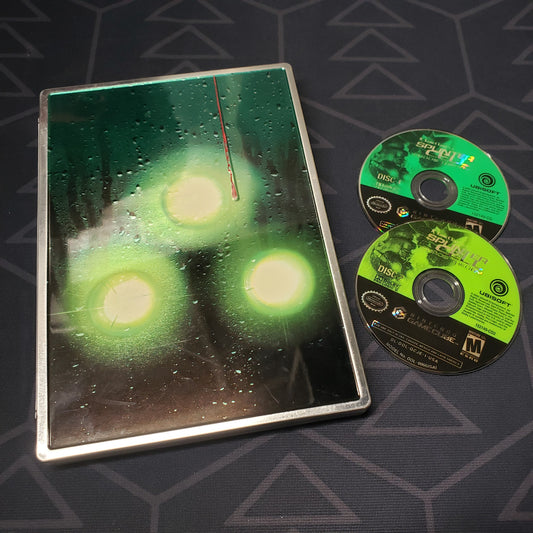 Image shows the case and two discs for the video game Splinter Cell: Chaos Theory Collector's Edition for Nintendo GameCube
