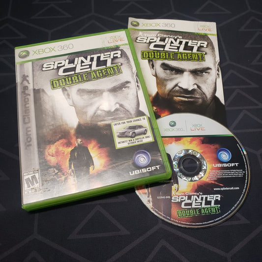 Image shows the case, manual and disc for the video game Splinter Cell: Double Agent for Xbox 360