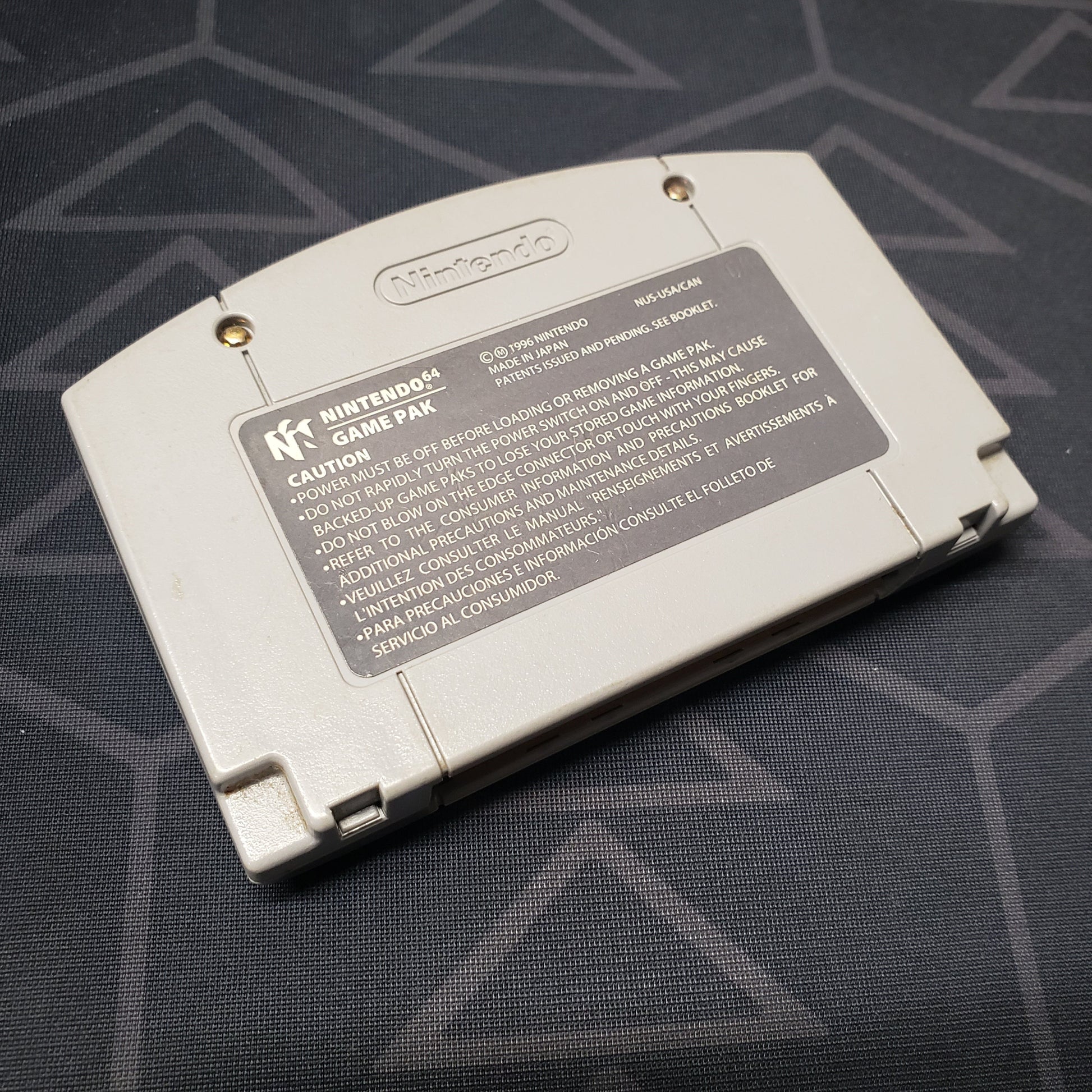 Image shows the back of the cartridge for the video game Star Fox 64 for the Nintendo 64