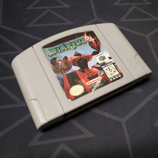 Image shows the front of the cartridge for the video game Star Fox 64 for the Nintendo 64