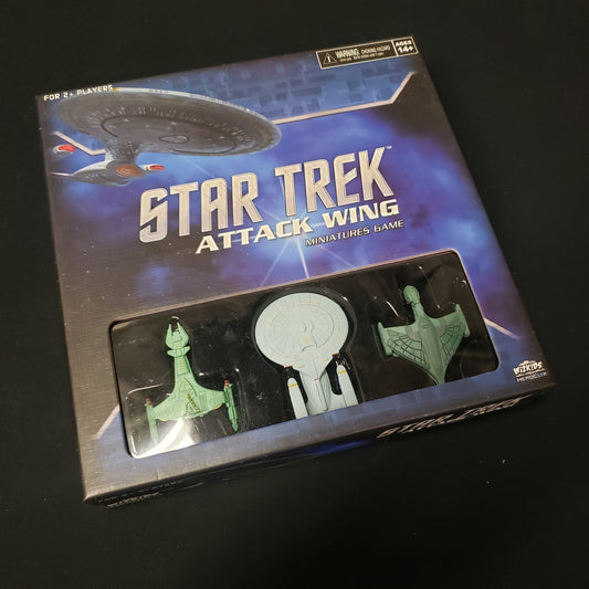 Image shows the front cover of the box of the Star Trek: Attack Wing board game