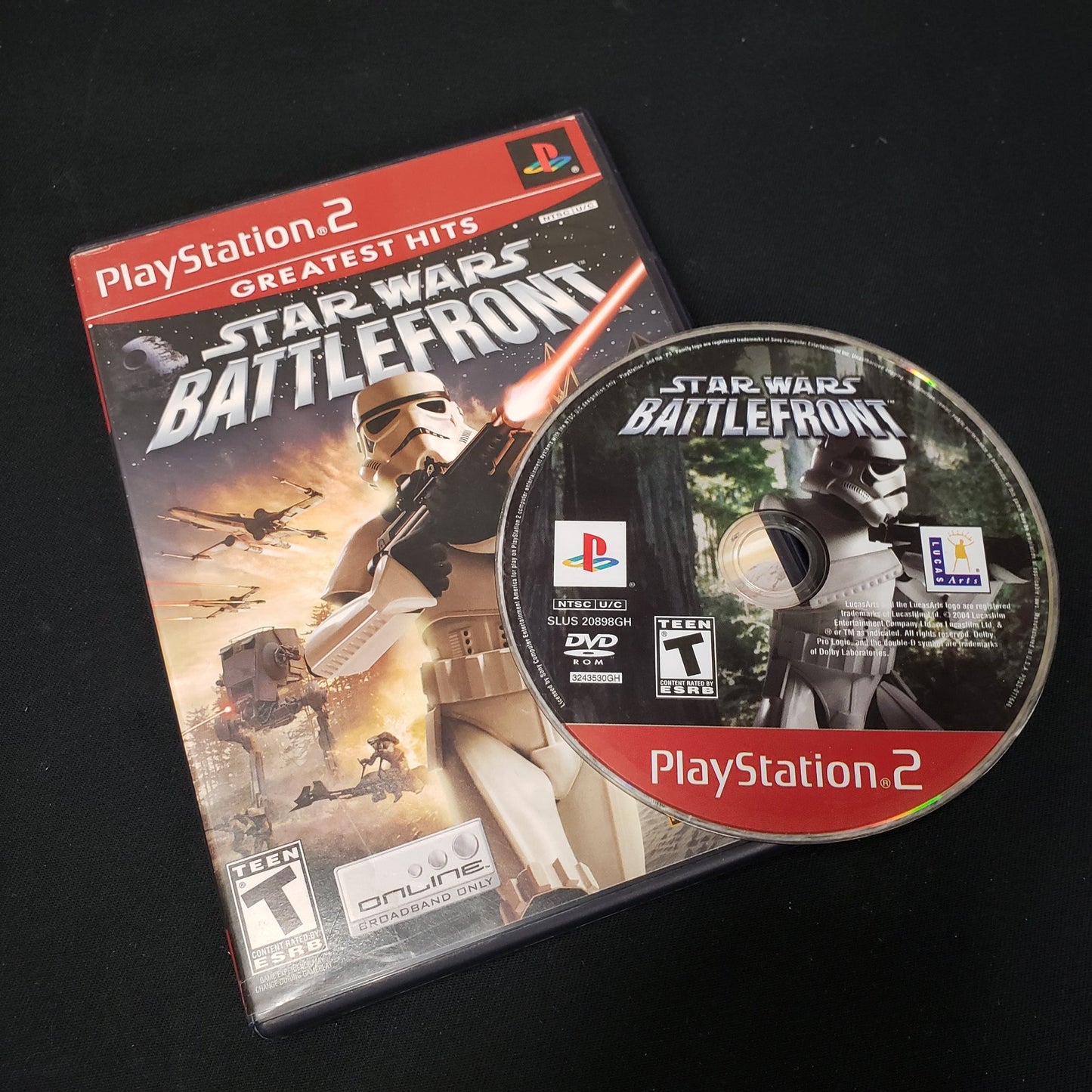 Image shows the case & disc for the video game Star Wars Battlefront for Playstation 2