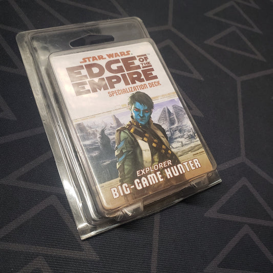 Image shows the front of the clamshell packaging for the Explorer Big-Game Hunter Deck for the roleplaying game Star Wars: Edge of the Empire