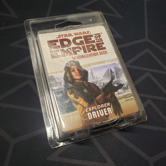 Image shows the front of the clamshell packaging for the Explorer Driver Deck for the roleplaying game Star Wars: Edge of the Empire