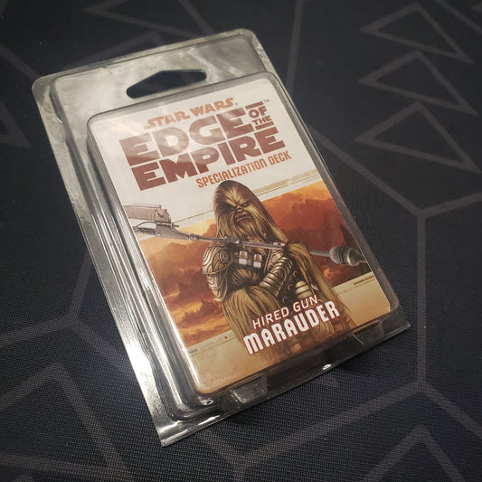 Image shows the front of the clamshell packaging for the Hired Gun Marauder Deck for the roleplaying game Star Wars: Edge of the Empire